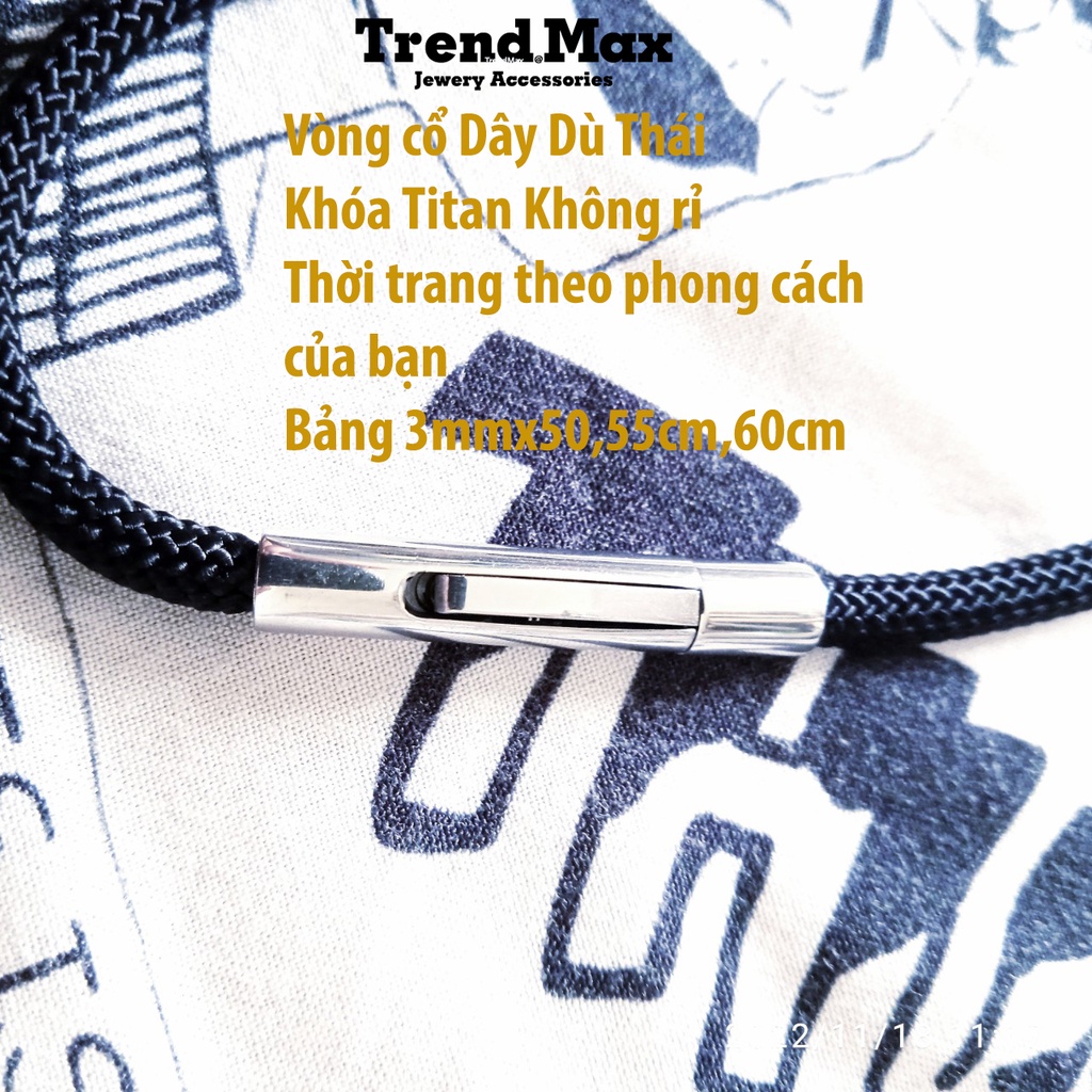 Vòng cổ dây dù thái Unisex khóa Titan Không Rỉ dây Thái 3mmx45cm-50cm-55cm-60cm-vòng tay 3mm 17cm19cm20cm