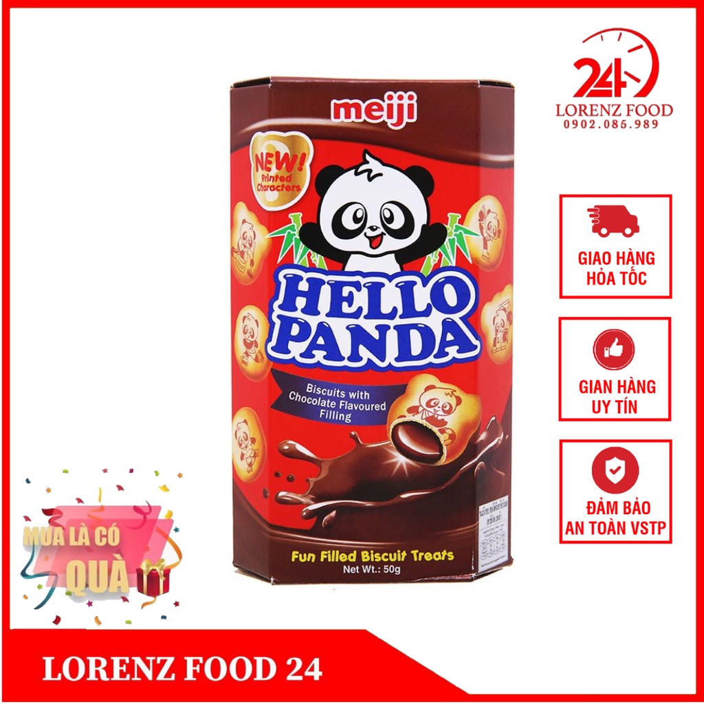 Bánh Gấu Nhân Kem Socola Meiji Hello Panda Hộp 50g