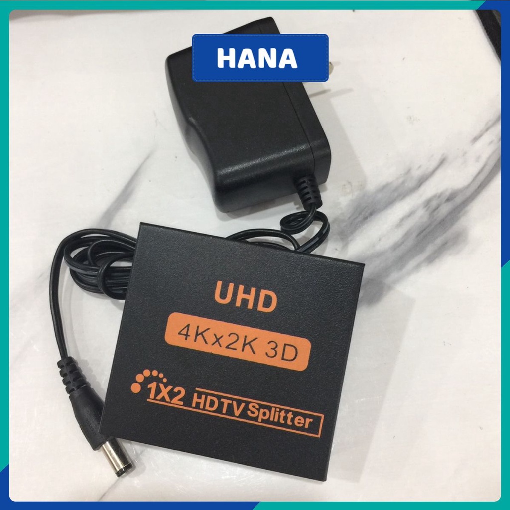 Bộ chia HDMI 4K 1 ra 2 Full HD 1080p hàng xịn - Hub HDMI 2 cổng kèm nguồn chia cổng ra 2 màn hình TV, máy chiếu.hana668