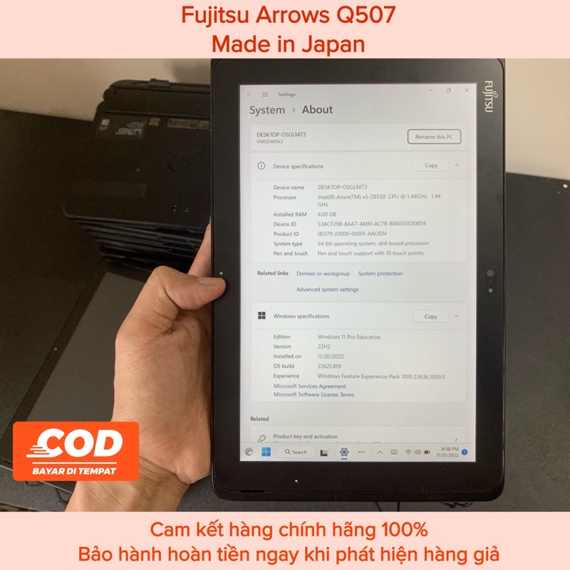 Fujitsu Arrows Tab Q507 Laptop 2 in 1 RAM 4Gb SSD 128Gb Nhật Bản