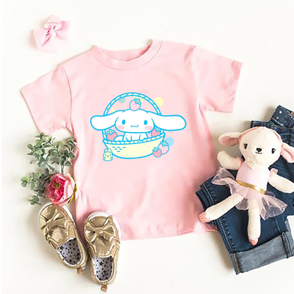 Cinnamoroll Áo Thun Ngắn Tay In Hoạt Hình Phong Cách Hàn Quốc Đáng Yêu Dành Cho Trẻ