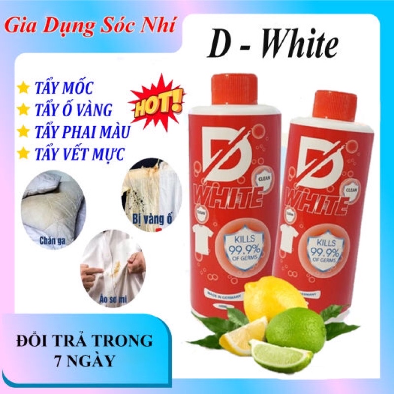 ước Tẩy Trắng quần áo thế hệ mới D.WHITE Tẩy mốc quần áo, ố vàng, không phai màu vải