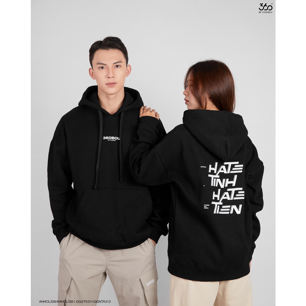 Áo hoodie nam có túi thương hiệu 360 Boutique chất liệu nỉ bông dày dặn - AHHOL339