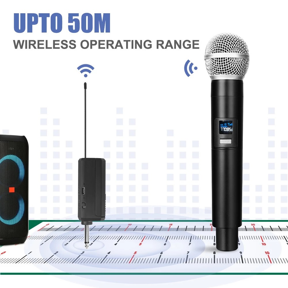 Micro Cầm Tay Không Dây 1 / 2 Kênh VHF Chuyên Dụng Cho Tiệc Karaoke / Nhà Thờ