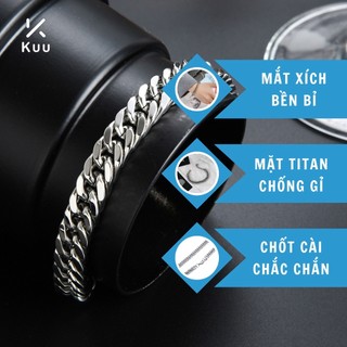 Vòng tay titan lắc tay nam nữ TIN KuuClothes dạng chuỗi xích mắt xích 8mm titan không gỉ an toàn với - Vòng Tay TIN