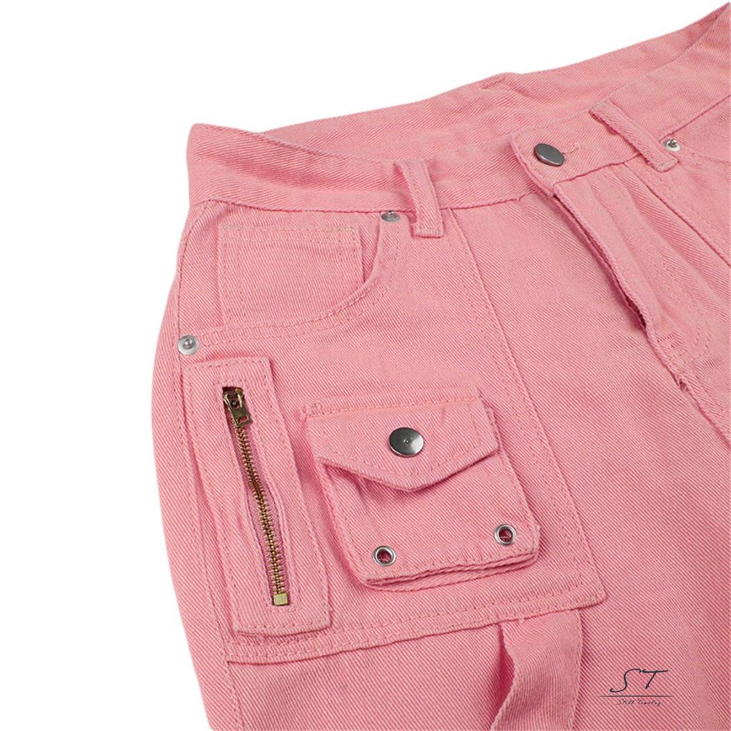 Quần Jeans Lưng Cao Có Túi Phối Khóa Kéo CY03 Thời Trang Cho Nữ