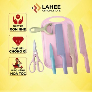 Bộ dao nhà bếp 6 món, bộ dao lúa mạch kháng khuẩn siêu sạch, sắc bén - lahee 15bdcnb