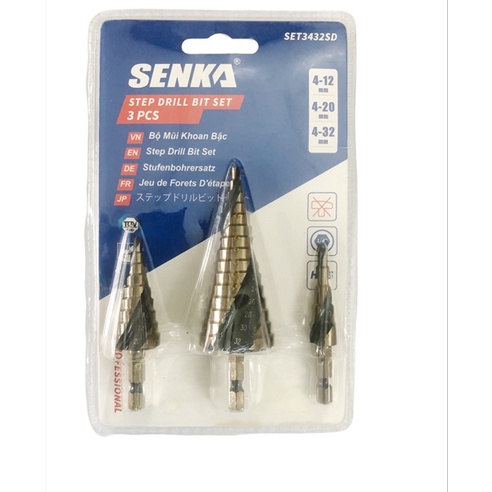 Bộ 3 mũi khoan tháp xoắn SENKA 4-12mm,4-20mm,4-32mm (Bộ)