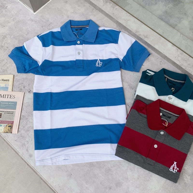 ÁO THUN POLO TAY NGẮN CỔ TRỤ KẺ SỌC 100% COTTON CHO NAM