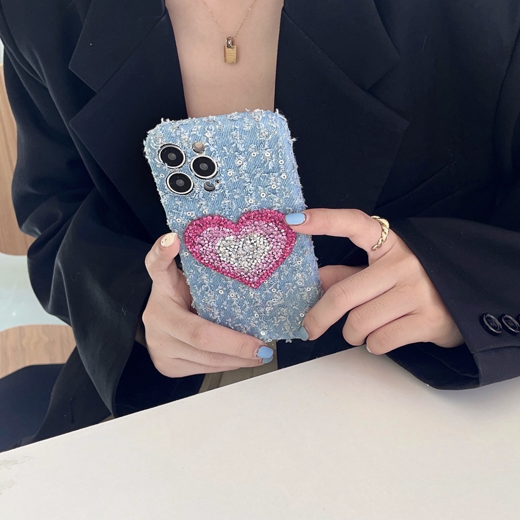 Ốp Điện Thoại Tpu Mềm Chống Rơi Họa Tiết Denim Phong Cách Retro Cho iphone 14 13 12 11 Pro MAX Plus