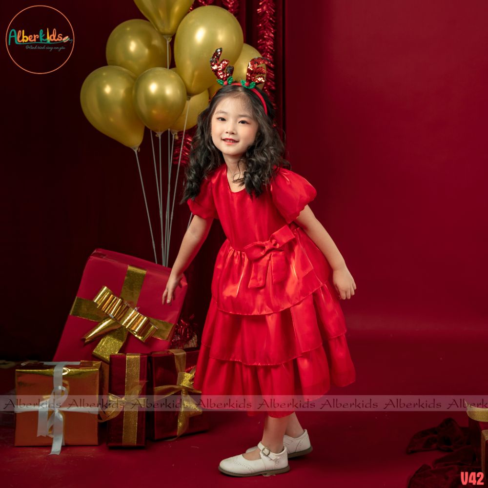 Váy bé gái ALBERKIDS công chúa TRẮNG 3 tầng điệu đà xinh xắn cho trẻ em 2,3,4,5,6,7,8,9,10 tuổi[V42]