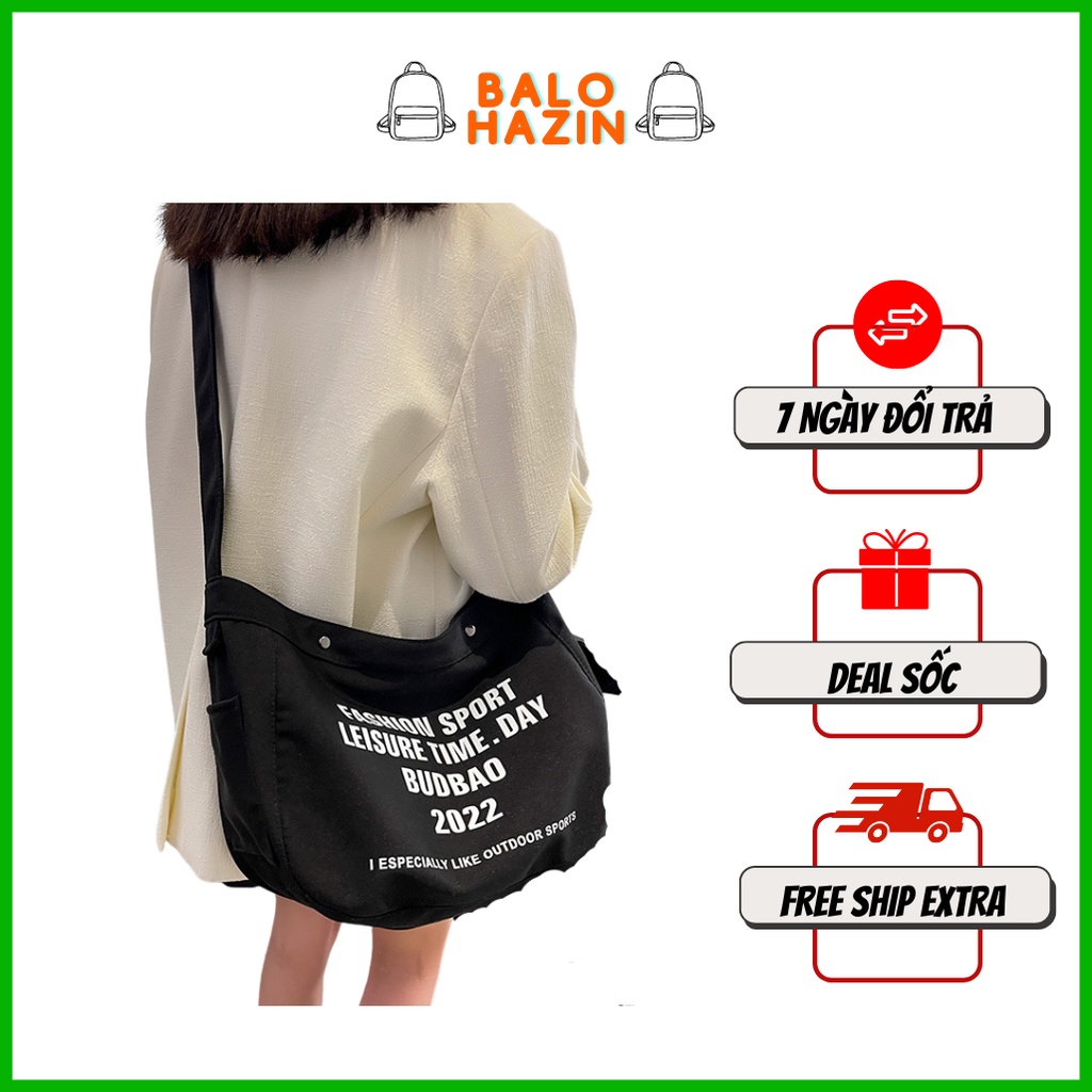 Túi đeo chéo canvas phong cách Unisex cá tính năng động đi học đi chơi - Balo Hazin