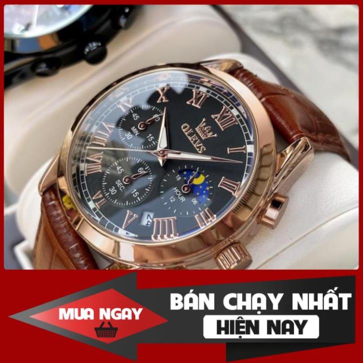 OLEVS 2871 Đồng hồ nam chính hãng Lịch chuyển động thạch anh Mặt số phát sáng chống thấm nước