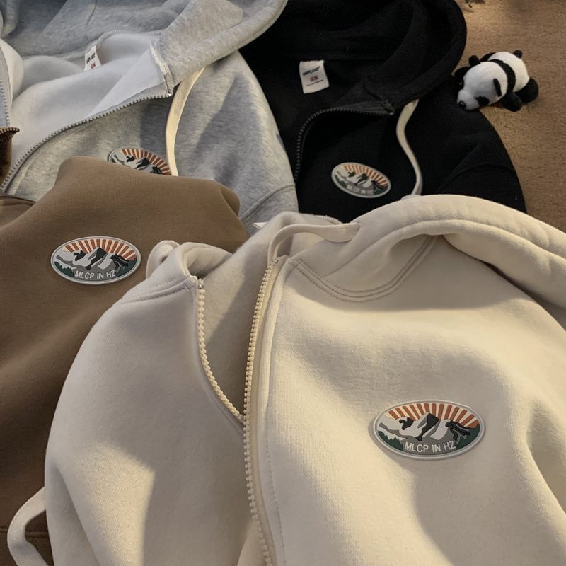 Áo Khoác Bóng Chày Có Mũ Lót Lông Cừu Dày Dặn Thời Trang Thu Đông Phong Cách Mỹ