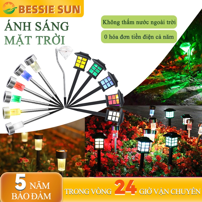 【vận chuyển từ việt nam】Bessie Sun Đèn LED trang trí sân vườn năng lượng mặt trời TỰ ĐỘNG- BẢO HÀNH 5 NĂM- Chất liệu cao cấp chống thấm nước IP65.