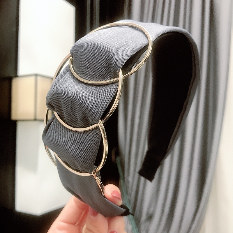 Băng Đô Rửa Mặt Bằng Vải Bản Rộng Ghép Nối Vòng Tròn Màu Vàng Cao Cấp Nhiều Màu Sắc Cho Nữ