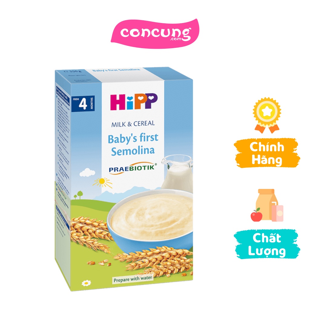 Bột ngũ cốc chứa sữa Ăn dặm khởi đầu Semolina HiPP Organic cho bé từ 6-36 tháng tuổi