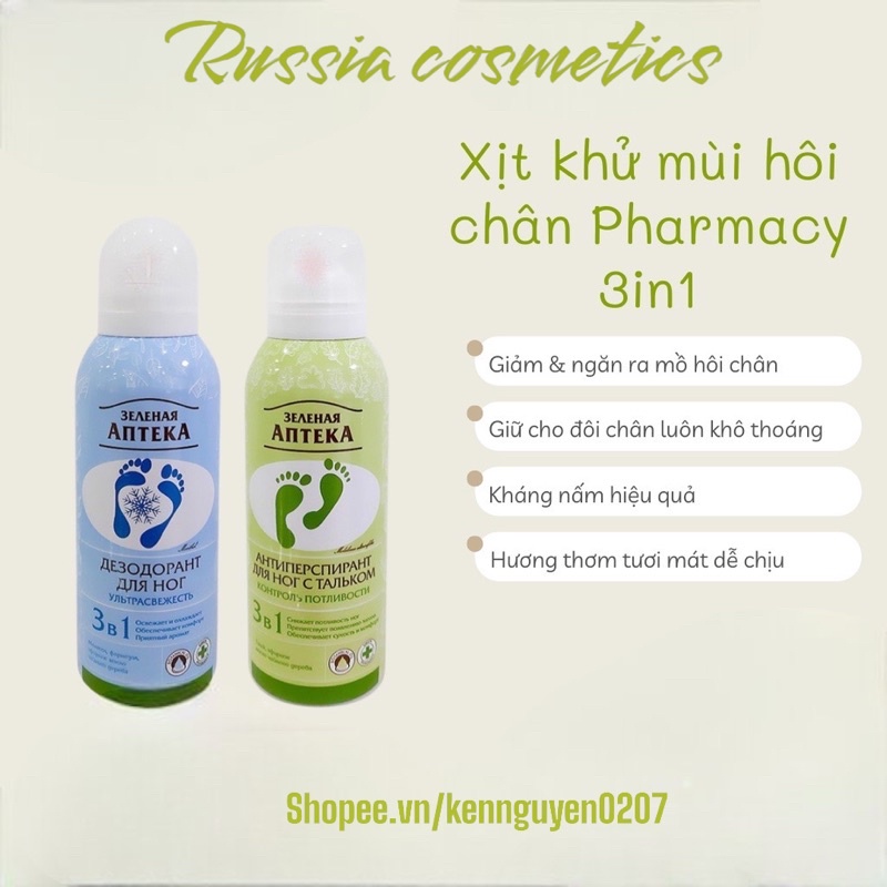 Xịt Zelenaya Apteka khử mùi và mồ hôi bàn chân 150ml