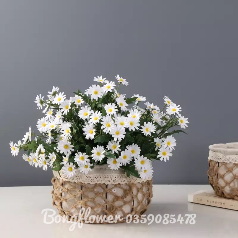 Hoa giả hoa lụa - Hoa cúc họa mi giả trang trí decor