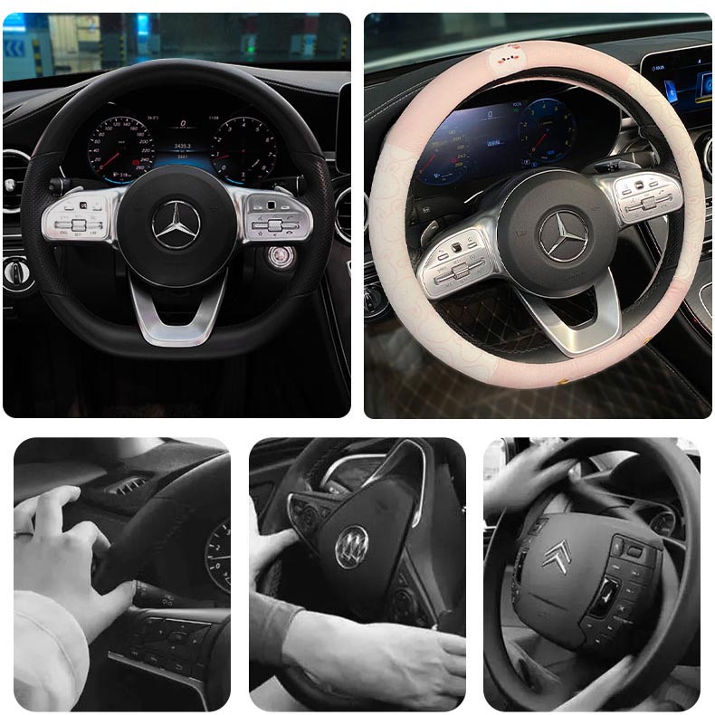 Bọc Vô Lăng Xe Hơi Họa Tiết Hoạt Hình Dễ Thương Đường Kính 38cm