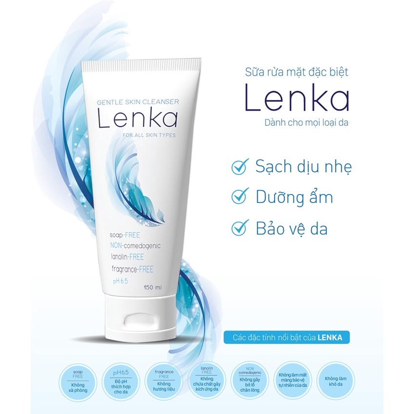 Sữa rửa mặt dịu nhẹ không xà phòng không mùi không tạo bọt SRM Lenka Gentle Skin Cleanser 50ml / 150ml