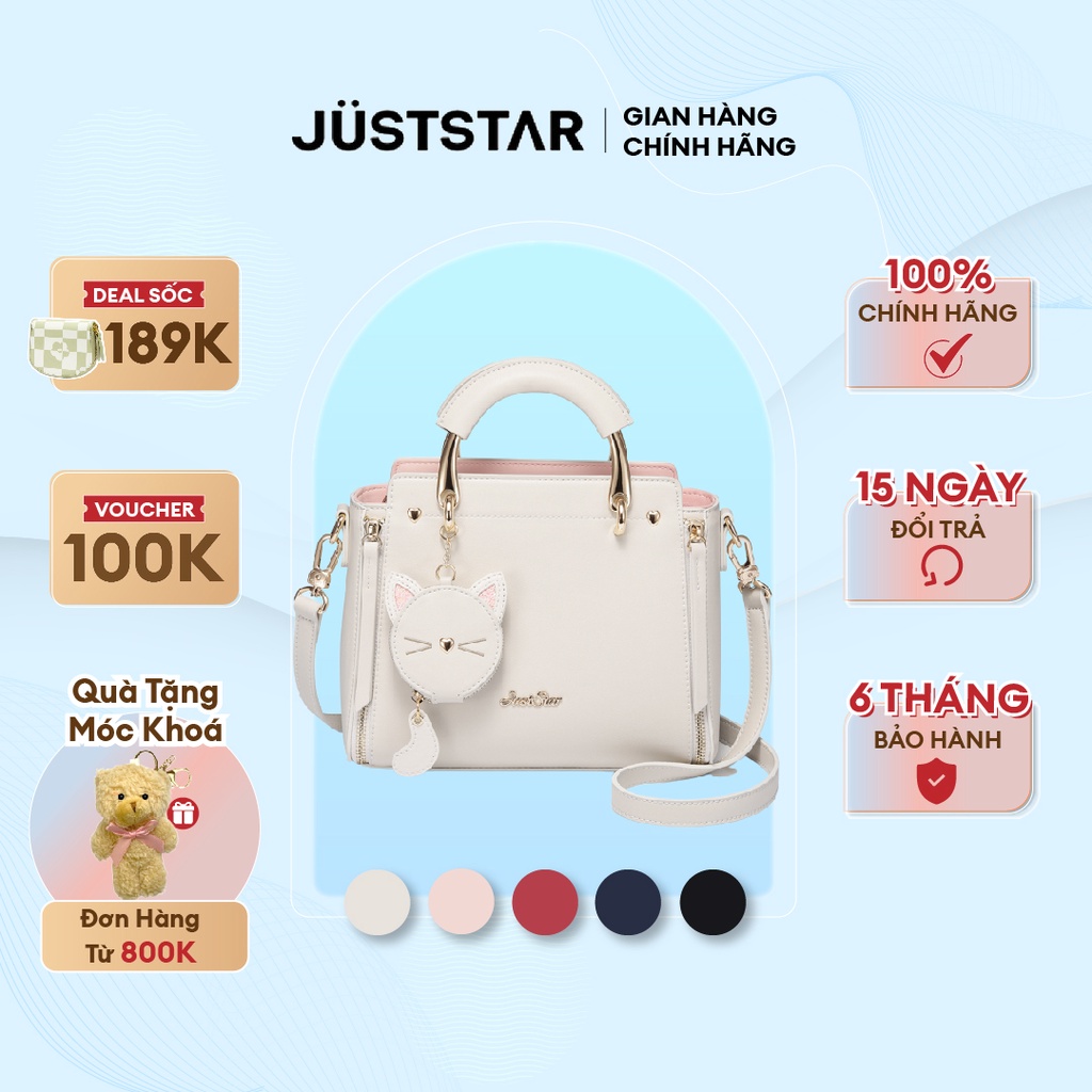 Túi Xách Nữ Đeo Vai JUST STAR JU172043 - Móc Khoá Hình Mèo, Thời Trang Da PU Cao Cấp Cực Đẹp , Nhiều Ngăn Đựng Đồ