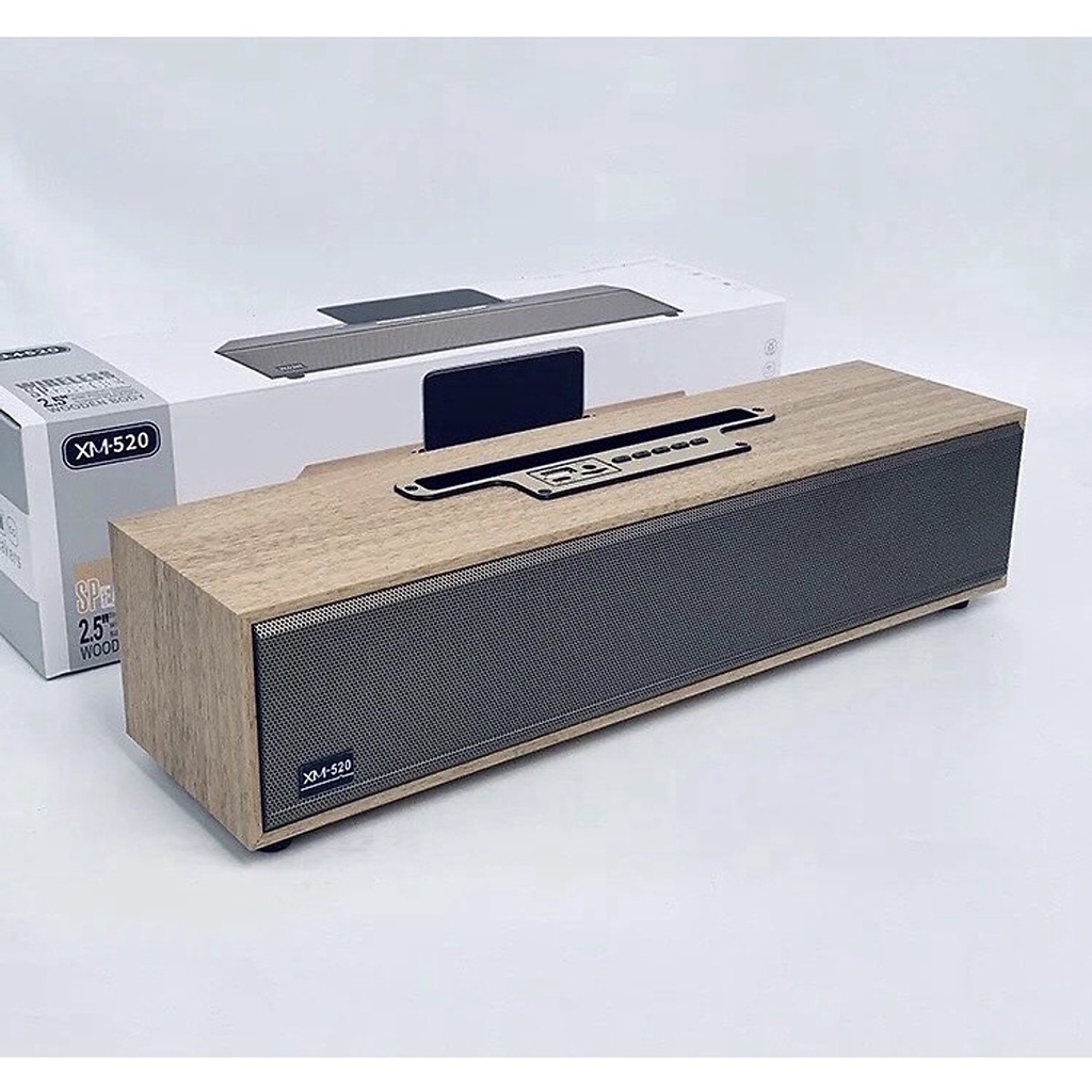 Loa Bluetooth XM 520 Vỏ Gỗ Bass Khoẻ Siêu Hay, Công Suất 20W siêu trầm, Có Giá Đỡ Điện Thoại Tiện Lợi - TuHaiStore