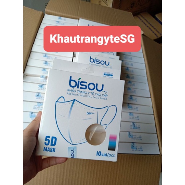 Khẩu Trang Bisou 5D 3 Lớp Giấy Kháng Khuẩn Hộp 10 Cái [Chính Hãng][Mẫu Mới]