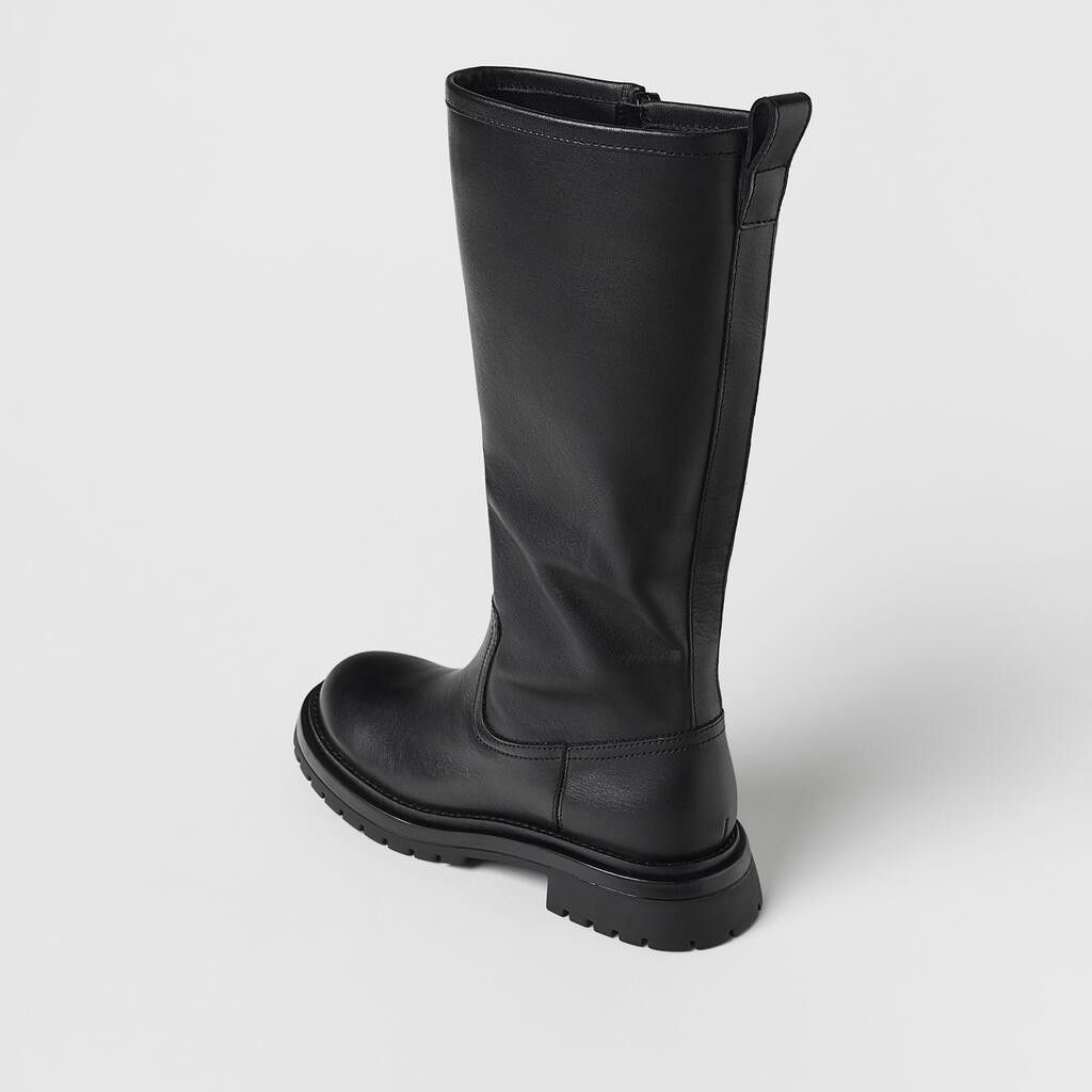 Giày Bốt Da Bò Hiệu Zara Gót Dày Dài Qua Gối Thiết Kế Cá Tính