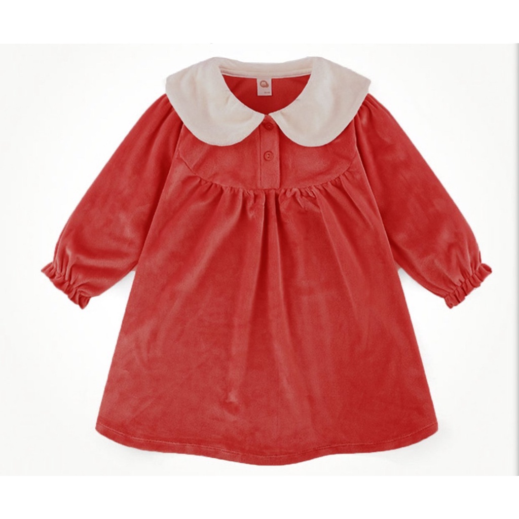 Váy nhung cổ thêu hình thỏ cho bé VMI005