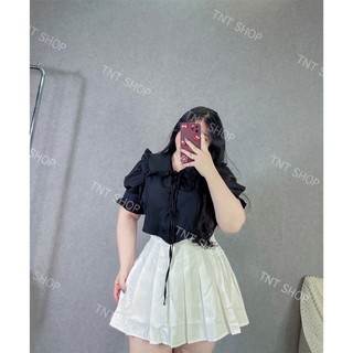 ÁO CROPTOP CỔ BÈO SEN THẮT NƠ [TNT SHOP BIGSIZE 60KG 90KG]