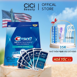 FullBox Hộp 10 Gói Miếng dán trắng răng Crest 3D White 1 Hour Express - Làm trắng răng cấp tốc 1 giờ