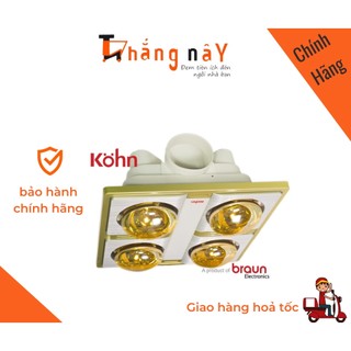 Đèn sưởi nhà tắm âm trần Kohn KN04G 4 bóng - hàng chính hãng, bảo hành 5 năm