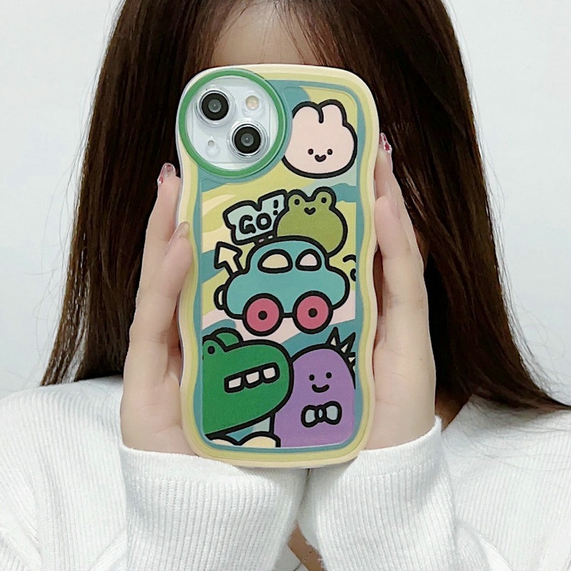 Cute Casing Redmi 12C A1 10C 10A 9C 9A 9S 8 6A 5A Note 12 4G 5G 11S 11 10s 10 Pro 9 9S 8 POCO X4 X5 M3 X3 Pro NFC Cartoon Waves Edge Bear Car Fine Hole Shockproof Clear Soft Phone Case Cover STB 03