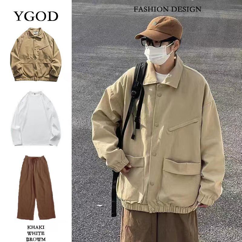 áo khoác nam，áo nam đẹp，bộ đồ，áo sơ mi tay dài，quần nam，Quần ống rộng，quần baggy nam，quần âu nam，quần tây nam，áo đông，áo len nam，áo hoodie nam，quần túi hộp，áo thun nam，thời trang nam，Set Áo Khoác + Quần ống rộng Phong Cách retro Cho Na