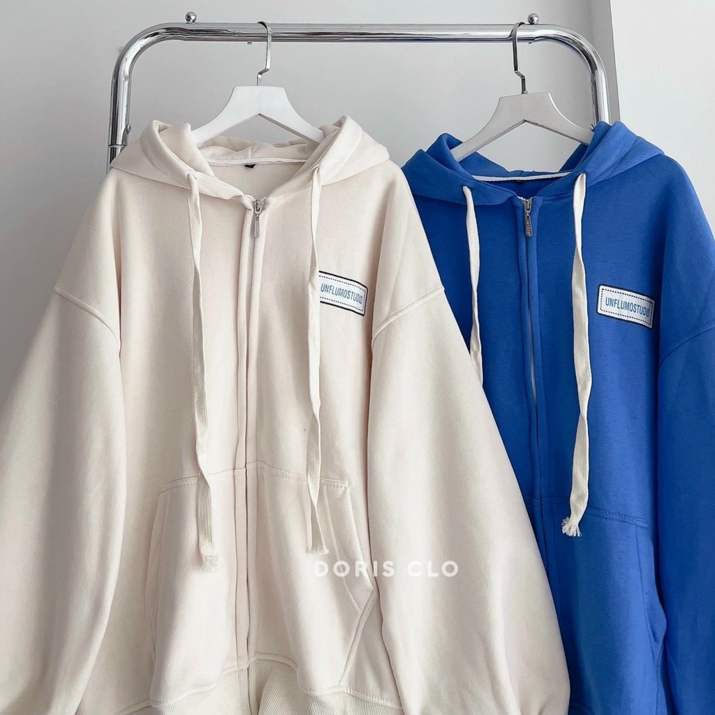 Áo Khoác Thun Nỉ UNFLUMOSTUDIO Có Nón Mũ 2 Lớp - FREESHIP - Hoodie  Khóa Kéo Zip Unisex - Nam Nữ Cặp Đôi