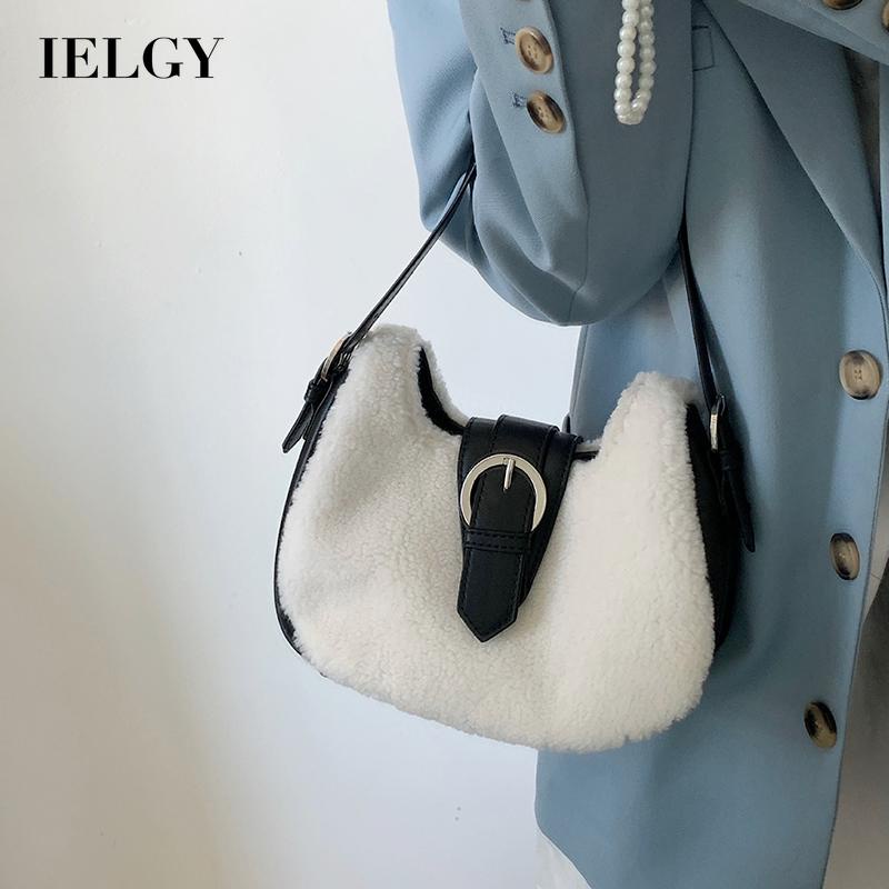 Túi Đeo Vai Bằng Len Cừu Có Khóa Nam Châm Phong Cách retro Cho Nữ