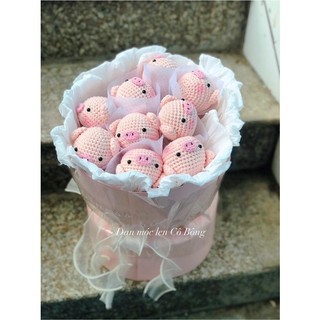 Bó hoa heo tròn bằng len handmade tặng bạn gái, crush
