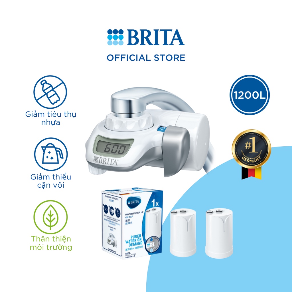 [Mã LIFEMC11BPC giảm 8%đơn 350K] Combo Thiết bị lọc nước tại vòi BRITA ON TAP kèm Lõi lọc BRITA ON TAP HF(Hollow Fibre)