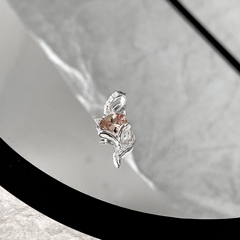 ( BẠC 925) YT.Mặt hồ ly nhỏ đá oval nhiều màu LyVi Accessory