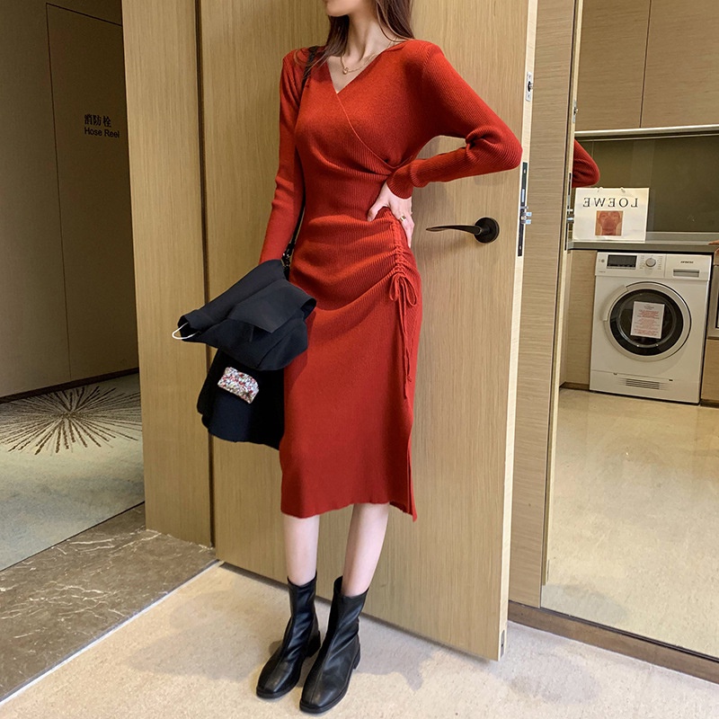 Đầm Dệt Kim Lưng Cao Màu Trơn Thời Trang Cho Nữ