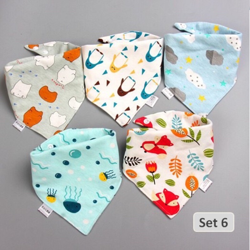 Set 5 yếm cotton cao cấp cho bé