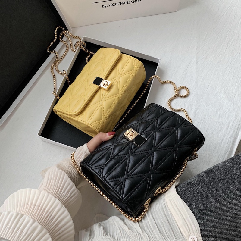 Túi Đeo Vai Nhỏ Hình Thoi Phối Dây Xích Thời Trang Cho Nữ