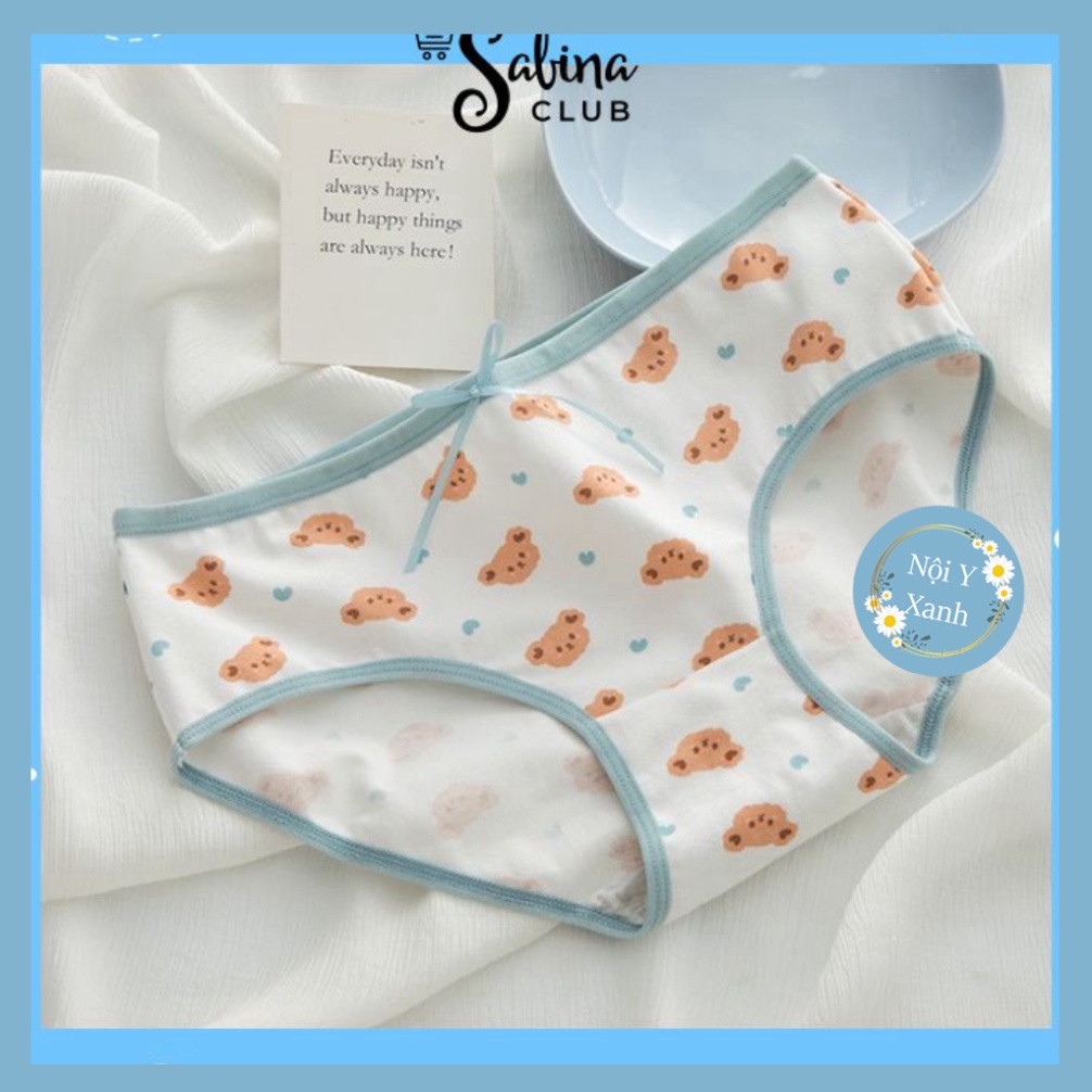 Quần Lót Nữ Cotton Trơn Hoạt Tiết Siêu Dễ Thương QL1 nội y xanh, chất đẹp, deal tốt