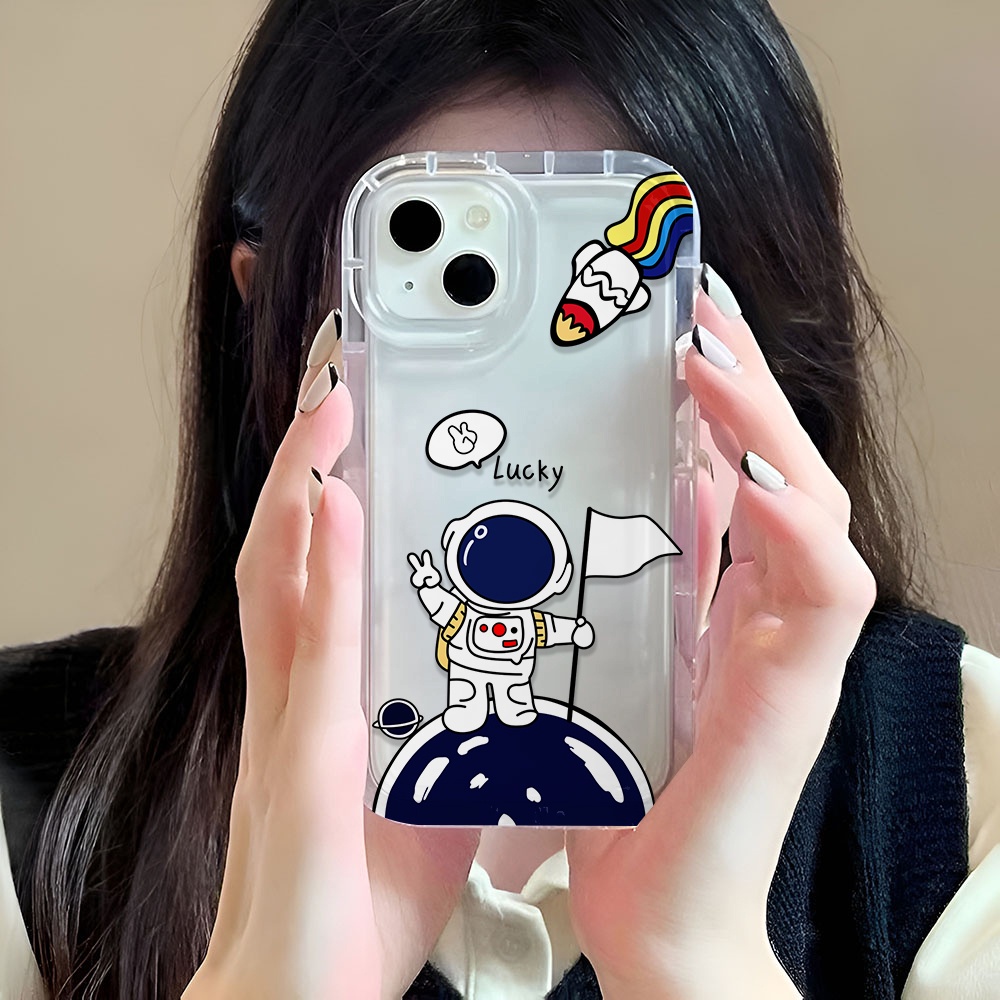 Ốp Điện Thoại Trong Suốt Hình Phi Hành Gia Cho iphone 14promax 11 13 12 7Plus X XS Max