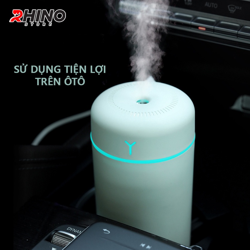 Máy phun sương, xông tinh dầu Rhino HH901 nhỏ gọn dung tích 420ml, tích hợp đèn ngủ