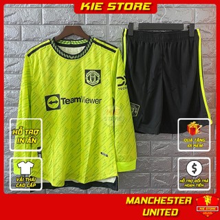  Set bộ thể thao quần áo bóng đá CLB Manchester United 2022 dài tay sân khách màu xanh chuẩn thi đấu   Bộ MU vải Thái xịn 