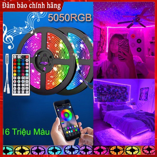 Đèn led tiktok đèn led 5050 RGB dây 5M đổi màu Kèm nguồn , Có Chống nước Có remote điều khiển Trang trí nhà cửa