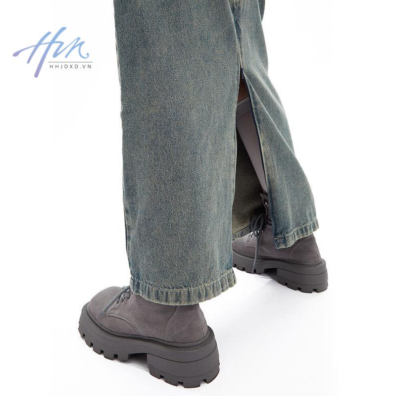 Chân Váy Denim Dài Lưng Cao Phong Cách Retro Mỹ Thời Trang Mùa Thu Mới Cho Nữ