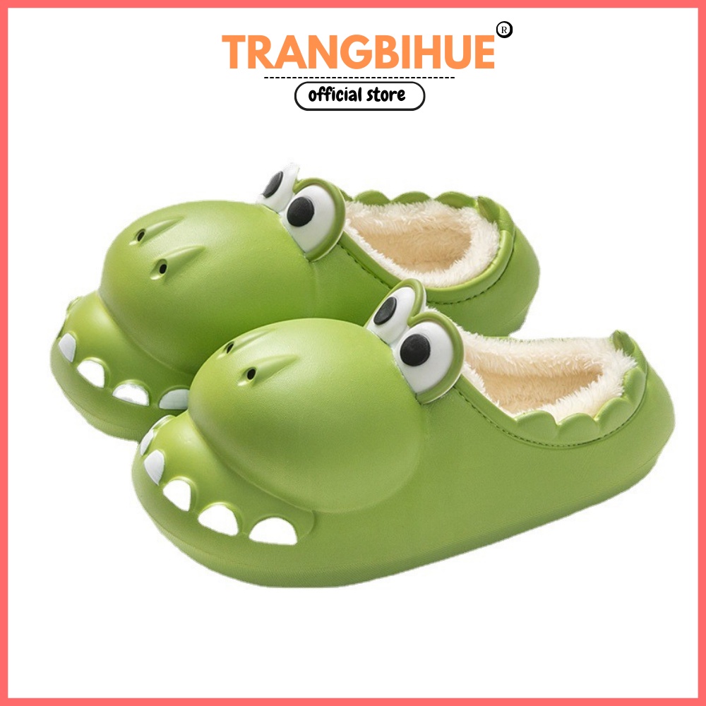 Dép Cá sấu Bông Mùa Đông Hình, Dép Cá Sấu lót lông Siêu Cute TRANGBIHUE